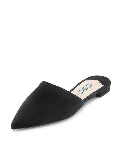 prada navy suede toe flat mule|Women's Prada Mules .